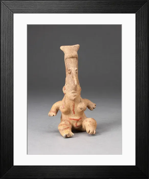 Framed Print : Seated Female Figurine with Elongated Head, 300 B. C. / A. D. 300. Creator: Unknown Framed Print : Seated Female Figurine with Elongated Head, 300 B. C. / A. D. 300. Creator: Unknown