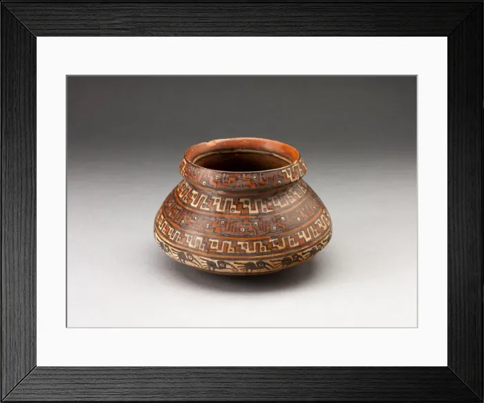 Framed Print : Miniature Jar with Bands of Geometric Motifs and Abstract Birds, A. D. 1450 / 1532 Framed Print : Miniature Jar with Bands of Geometric Motifs and Abstract Birds, A. D. 1450 / 1532