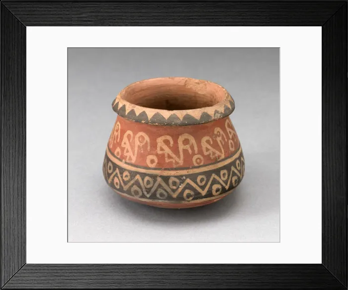 Framed Print : MIiniature Jar with Geometric Motifs and Abstract Birds, A. D. 1450 / 1532. Creator: Unknown Framed Print : MIiniature Jar with Geometric Motifs and Abstract Birds, A. D. 1450 / 1532. Creator: Unknown