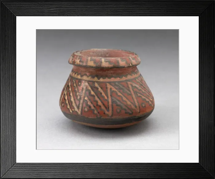 Framed Print : Miniature Jar with Textile-Like Geometric Pattern, A. D. 1450 / 1532. Creator: Unknown Framed Print : Miniature Jar with Textile-Like Geometric Pattern, A. D. 1450 / 1532. Creator: Unknown