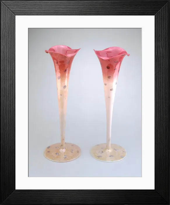 Framed Print : Pair of Agata Vases, c. 1887. Creator: New England Glass Company Framed Print : Pair of Agata Vases, c. 1887. Creator: New England Glass Company