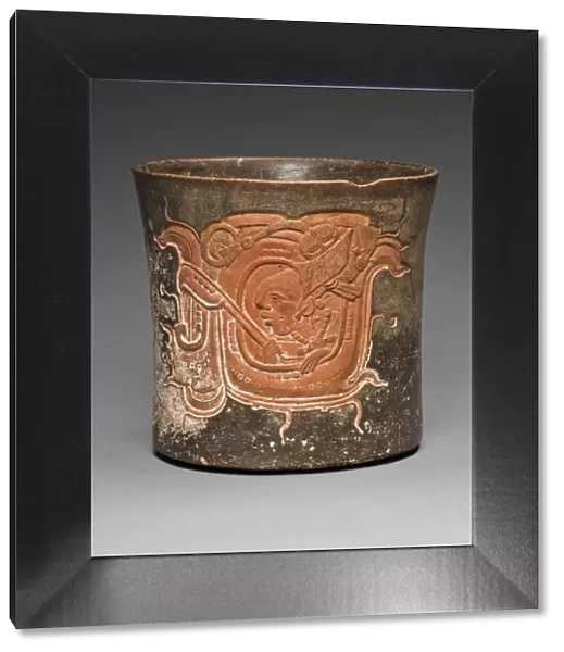Carved Vessel Depicting a Lord Wearing a Water-Lily Headdress, A. D. 600  /  800