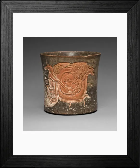 Framed Print : Carved Vessel Depicting a Lord Wearing a Water-Lily Headdress, A. D. 600 / 800 Framed Print : Carved Vessel Depicting a Lord Wearing a Water-Lily Headdress, A. D. 600 / 800