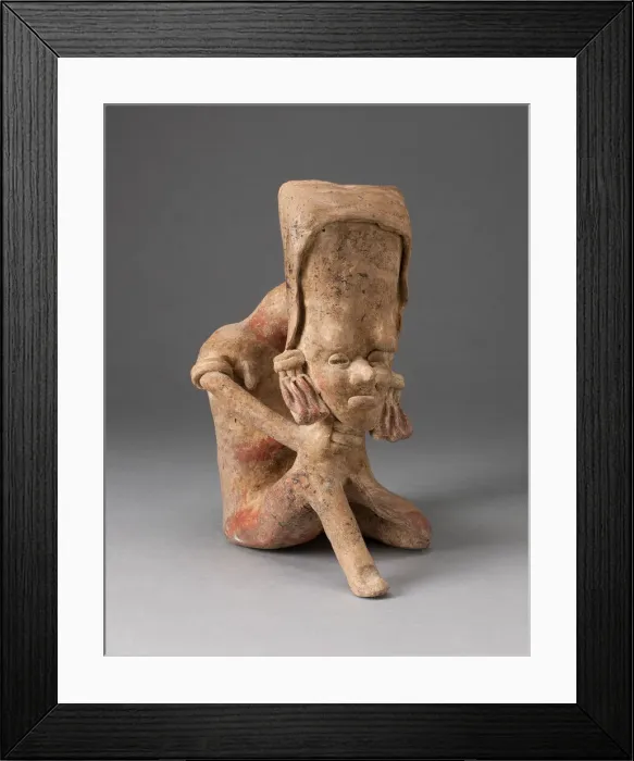 Framed Print : Seated Figure with an Elongated Head and Chin Placed on Knee, 300 B. C. / A. D. 300 Framed Print : Seated Figure with an Elongated Head and Chin Placed on Knee, 300 B. C. / A. D. 300