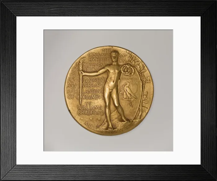 Framed Print : Worlds Columbian Exposition Commemorative Presentation Medal, 1892 / 94 Framed Print : Worlds Columbian Exposition Commemorative Presentation Medal, 1892 / 94