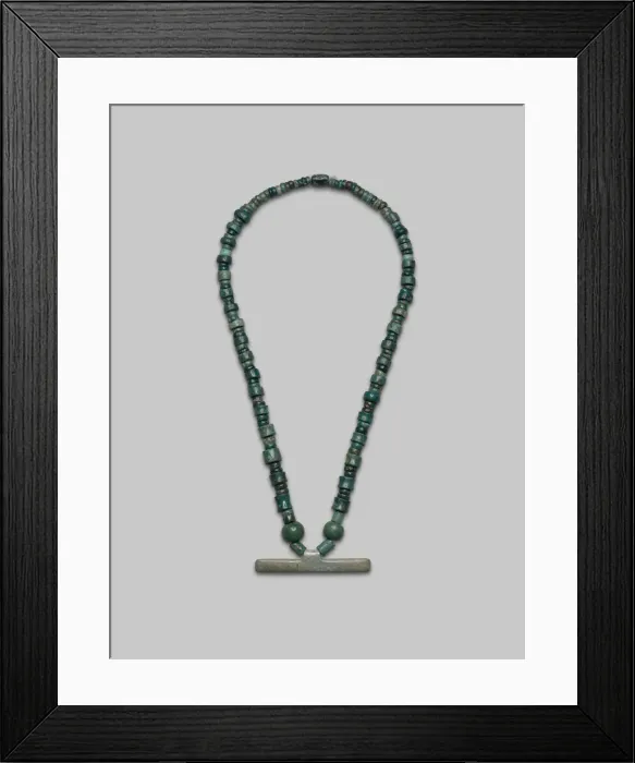 Framed Print : Beaded Necklace with Bar Pendant, A. D. 300 / 700. Creator: Unknown Framed Print : Beaded Necklace with Bar Pendant, A. D. 300 / 700. Creator: Unknown