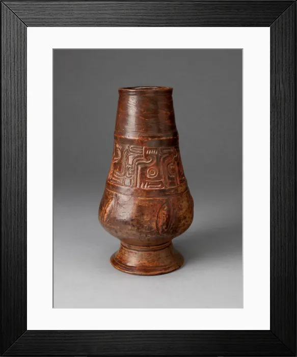 Framed Print : Footed Jar Incised with Pseudo-Gylphs, A. D. 250 / 600. Creator: Unknown Framed Print : Footed Jar Incised with Pseudo-Gylphs, A. D. 250 / 600. Creator: Unknown
