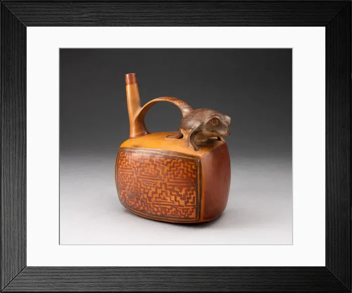 Framed Print : Single Spout Rectangular Vessel with Sculpted Frog and Textile-like Motifs, A. D. 500 / 800 Framed Print : Single Spout Rectangular Vessel with Sculpted Frog and Textile-like Motifs, A. D. 500 / 800