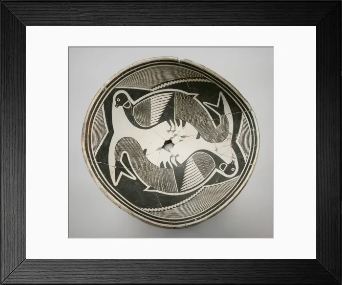Framed Print : Bowl with a Pair of Avian-Fish Composite Creatures, 1000 / 1130. Creator: Unknown Framed Print : Bowl with a Pair of Avian-Fish Composite Creatures, 1000 / 1130. Creator: Unknown