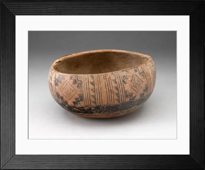 Framed Print : Bowl with Incised and Painted Textile-Like Motifs, A. D. 1400 / 1500. Creator: Unknown Framed Print : Bowl with Incised and Painted Textile-Like Motifs, A. D. 1400 / 1500. Creator: Unknown
