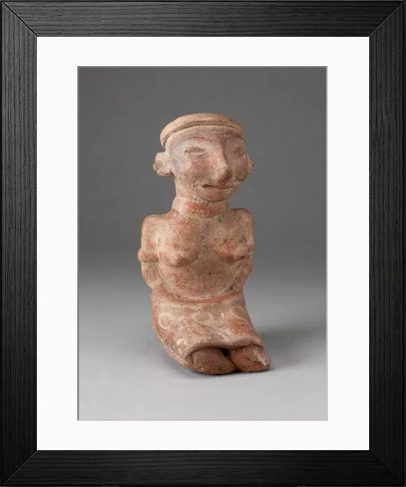 Framed Print : Seated Female Figurine with Patterned Skirt, 100 B. C. / A. D. 300. Creator: Unknown Framed Print : Seated Female Figurine with Patterned Skirt, 100 B. C. / A. D. 300. Creator: Unknown