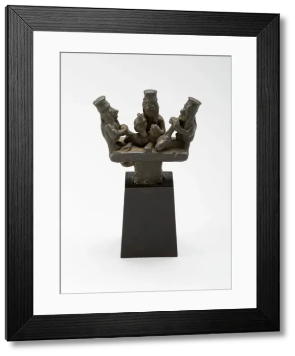 Framed Print : Finial for Pin or Blade Depicting Figures Shearing a Llama, A. D. 1450 / 1532 Framed Print : Finial for Pin or Blade Depicting Figures Shearing a Llama, A. D. 1450 / 1532