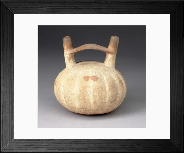 Framed Print : Double Spout and Bridge Vessel in the Form of a Ridged Gourd, 650 / 150 B. C Framed Print : Double Spout and Bridge Vessel in the Form of a Ridged Gourd, 650 / 150 B. C