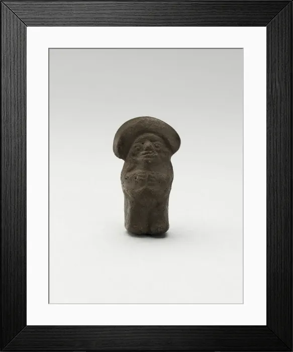 Framed Print : Mold-Made Blackware Pendant with Rounded Headdress, c. A. D. 100 / 600. Creator: Unknown Framed Print : Mold-Made Blackware Pendant with Rounded Headdress, c. A. D. 100 / 600. Creator: Unknown
