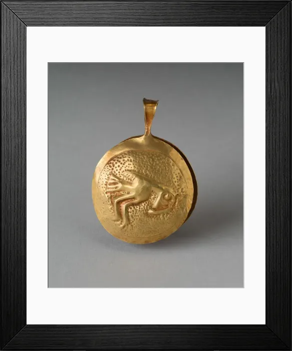 Framed Print : Circular Tweezers with Bird in Relief Against a Stippled Background, Probably A. D Framed Print : Circular Tweezers with Bird in Relief Against a Stippled Background, Probably A. D