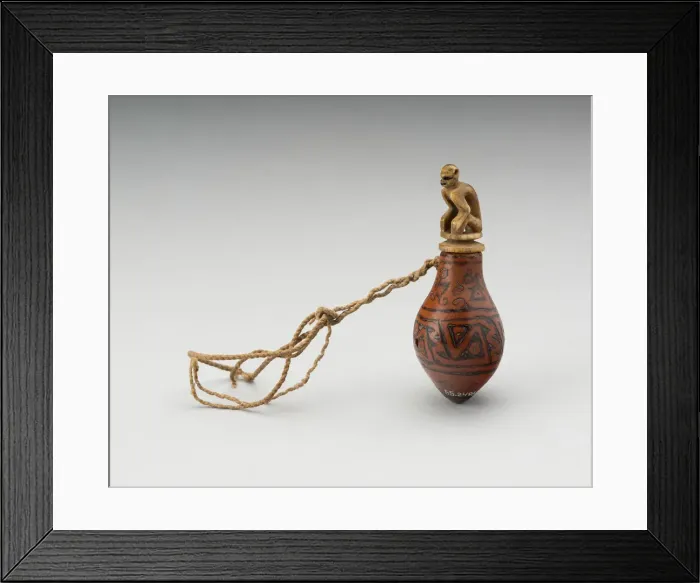 Framed Print : Incised Container for Lime with Monkey Stopper, A. D. 1000 / 1470. Creator: Unknown Framed Print : Incised Container for Lime with Monkey Stopper, A. D. 1000 / 1470. Creator: Unknown