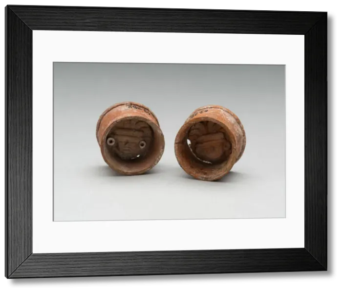 Framed Print : Pair of Ear Plugs with Face of Figure in Interior, A. D. 300 / 750 A. D. Creator: Unknown Framed Print : Pair of Ear Plugs with Face of Figure in Interior, A. D. 300 / 750 A. D. Creator: Unknown
