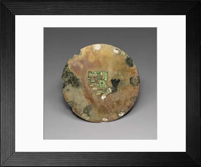Framed Print : Mirror with Jaguar or Coyote Mosaic, A. D. 500 / 600. Creator: Unknown Framed Print : Mirror with Jaguar or Coyote Mosaic, A. D. 500 / 600. Creator: Unknown