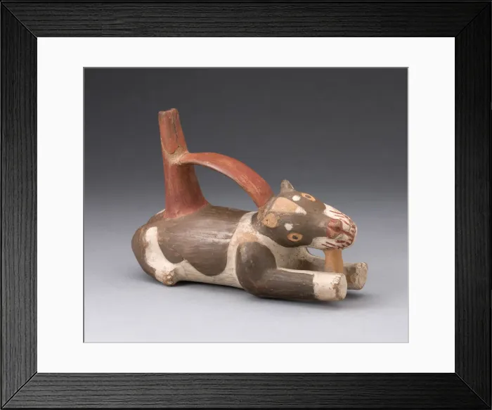 Framed Print : Single Spout and Bridge Vessel in the Form of a Dog Gnawing a Bone, A. D. 700 / 1000 Framed Print : Single Spout and Bridge Vessel in the Form of a Dog Gnawing a Bone, A. D. 700 / 1000