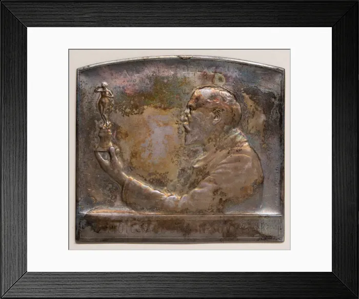 Framed Print : Medal portraying Delacour, 1899. Creator: Victor David Brenner Framed Print : Medal portraying Delacour, 1899. Creator: Victor David Brenner