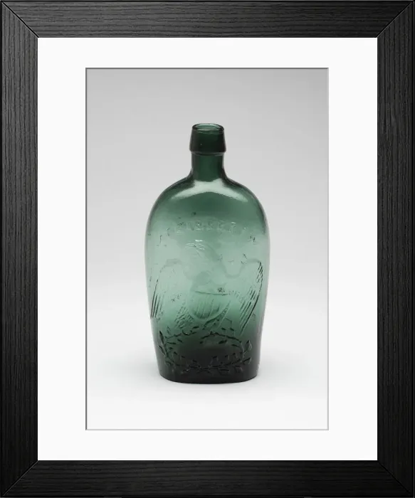Framed Print : Flask, c. 1850. Creator: Willington Glass Works Framed Print : Flask, c. 1850. Creator: Willington Glass Works