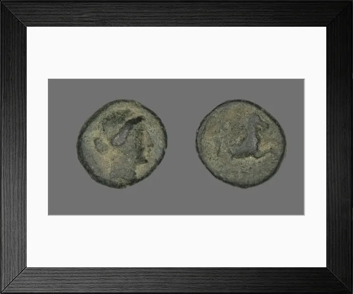 Framed Print : Coin Depicting the Amazon Cyme, about 250 BCE. Creator: Unknown Framed Print : Coin Depicting the Amazon Cyme, about 250 BCE. Creator: Unknown