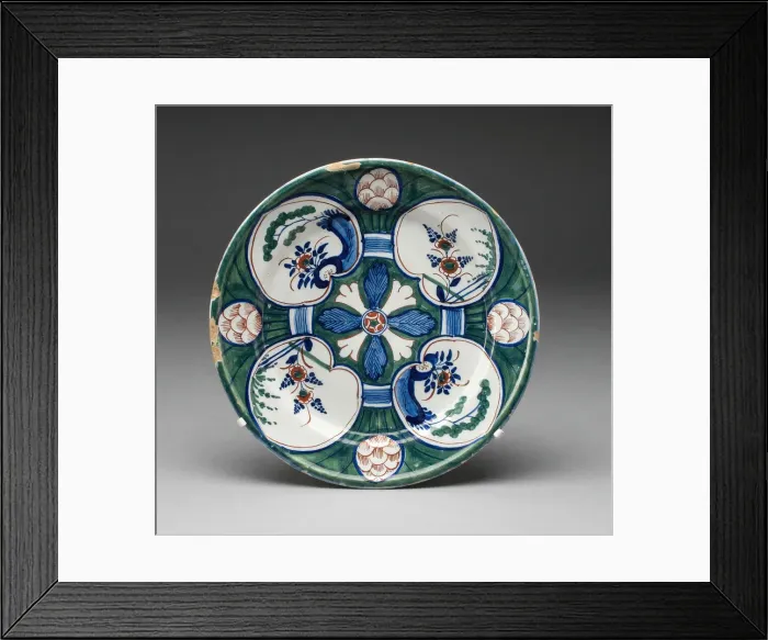 Framed Print : Plate, Delft, c. 1700 / 25. Creator: Augusteyne Reygensburgh Framed Print : Plate, Delft, c. 1700 / 25. Creator: Augusteyne Reygensburgh