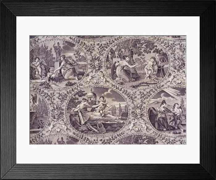 Framed Print : Allegorie al Amour (Homage to Love) (Furnishing Fabric), Nantes, c. 1815 Framed Print : Allegorie al Amour (Homage to Love) (Furnishing Fabric), Nantes, c. 1815