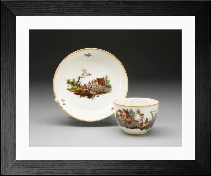 Framed Print : Cup and Saucer, Oude Amstel, 18th century. Creator: Amstel Porcelain Factory Framed Print : Cup and Saucer, Oude Amstel, 18th century. Creator: Amstel Porcelain Factory