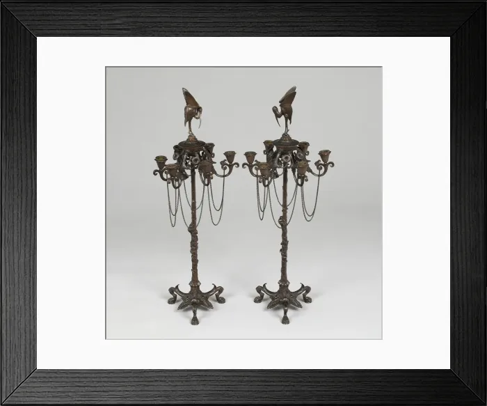 Framed Print : Pair of Candelabra, France, c. 1880. Creator: Auguste-Nicolas Cain Framed Print : Pair of Candelabra, France, c. 1880. Creator: Auguste-Nicolas Cain
