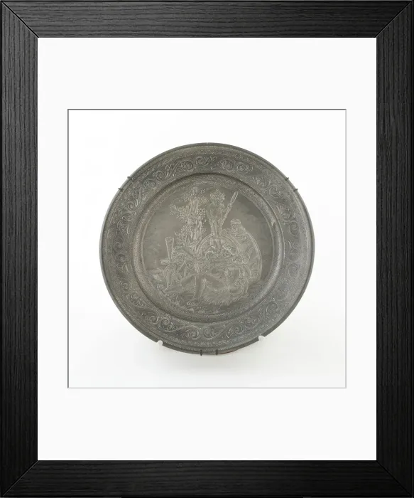 Framed Print : Plate with Silenus and Putti, Germany, 18th century; engraving probably 19th century Framed Print : Plate with Silenus and Putti, Germany, 18th century; engraving probably 19th century