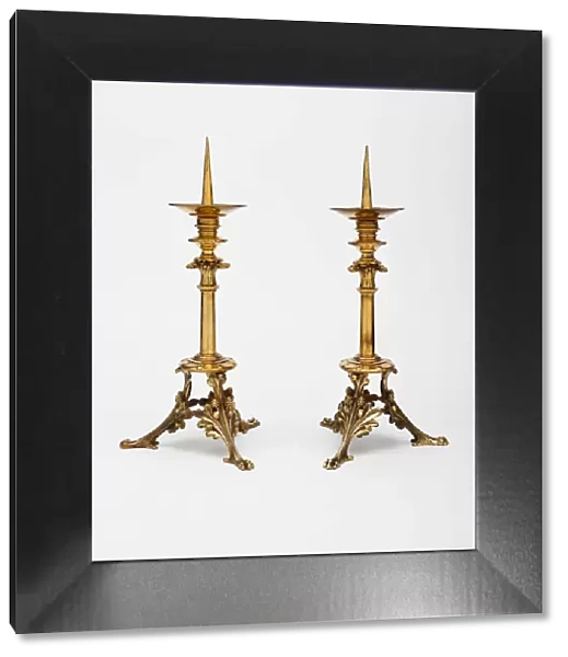 Pair of Altar Candlesticks, Paris, 1862. Creators: Eugene Emmanuel Viollet-le-Duc