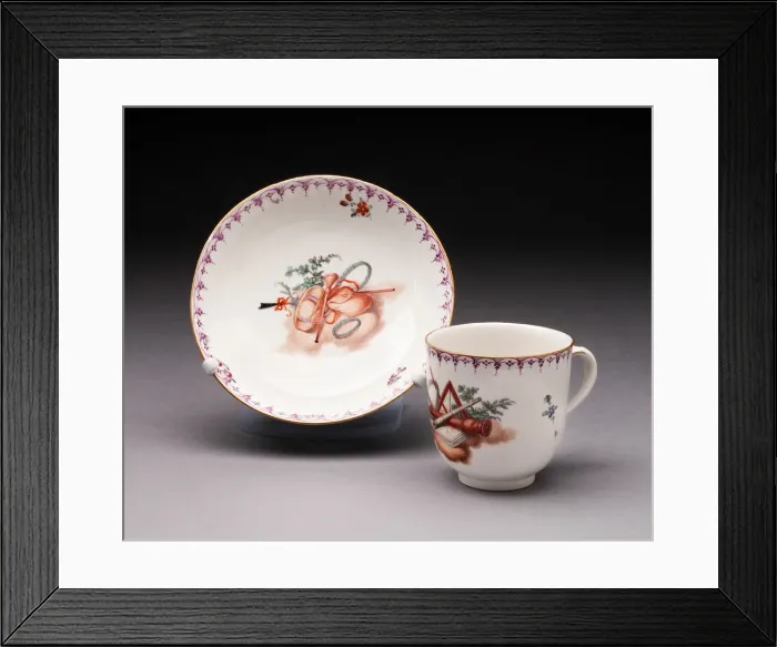 Framed Print : Cup and Saucer, Frankenthal, c. 1779. Creator: Frankenthal Porcelain Factory Framed Print : Cup and Saucer, Frankenthal, c. 1779. Creator: Frankenthal Porcelain Factory
