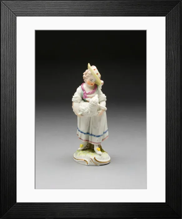 Framed Print : Shepherd Girl Holding Sheep, Frankenthal, c. 1770. Creator: Frankenthal Porcelain Factory Framed Print : Shepherd Girl Holding Sheep, Frankenthal, c. 1770. Creator: Frankenthal Porcelain Factory