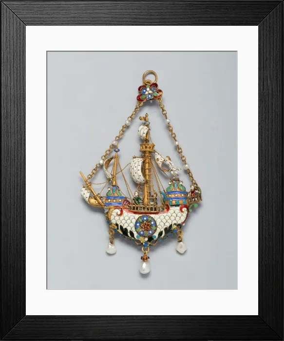 Framed Print : Pendant Shaped as a Ship, Germany, c. 1870 / 90. Creators: Reinhold Vasters Framed Print : Pendant Shaped as a Ship, Germany, c. 1870 / 90. Creators: Reinhold Vasters