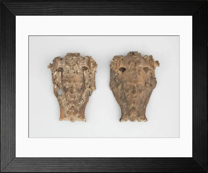 Framed Print : Pair of Masks, French, c. 1700. Creator: Unknown