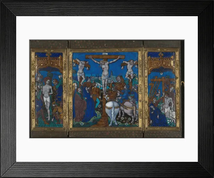 Framed Print : Triptych with The Crucifixion, The Flagellation, and The Entombment, Limoges, c. 1500 Framed Print : Triptych with The Crucifixion, The Flagellation, and The Entombment, Limoges, c. 1500
