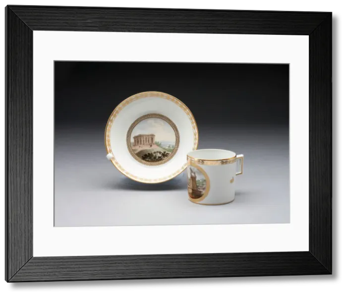 Framed Print : Cup and Saucer, Fürstenberg, Late 18th century. Creator: Fürstenberg Porcelain Factory Framed Print : Cup and Saucer, Fürstenberg, Late 18th century. Creator: Fürstenberg Porcelain Factory