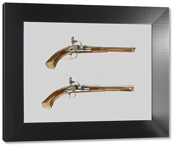 Pair of Flintlock Pistols, Italy, c. 1690  /  1700. Creators: Lazarino Cominazzo, Gio Borgogn