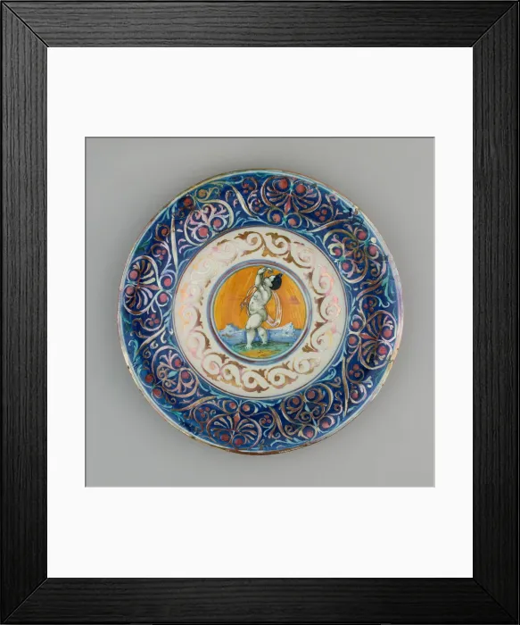 Framed Print : Plate with Cupid, Gubbio, 1530 / 40. Creators: Unknown, Giorgio Andreoli workshop Framed Print : Plate with Cupid, Gubbio, 1530 / 40. Creators: Unknown, Giorgio Andreoli workshop