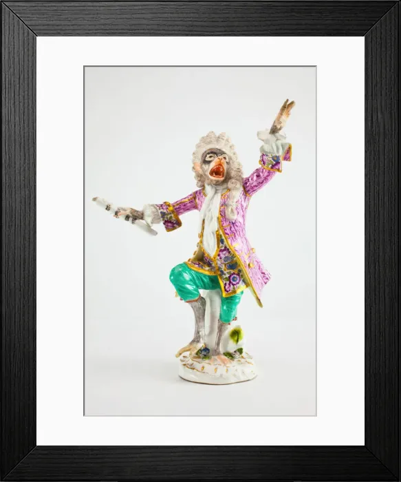 Framed Print : Conductor for the Monkey Band, Meissen, c. 1765. Creator Framed Print : Conductor for the Monkey Band, Meissen, c. 1765. Creator