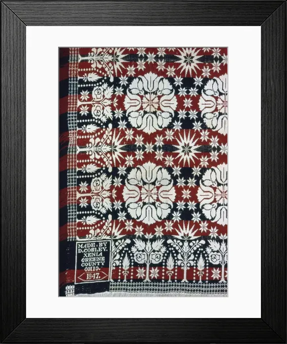 Framed Print : Coverlet, Ohio, 1847. Creator: Dennis Cosley Framed Print : Coverlet, Ohio, 1847. Creator: Dennis Cosley