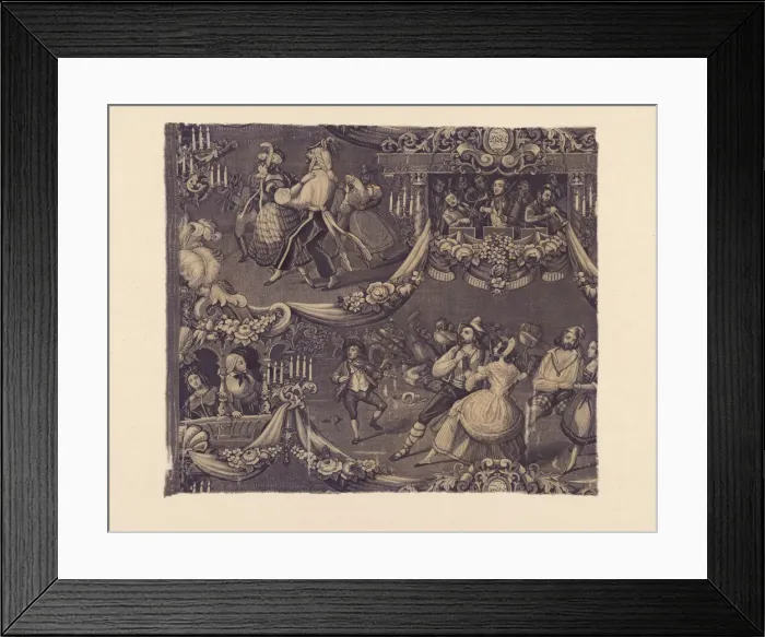 Framed Print : Le Bal (The Costume Ball) (Furnishing Fabric), France, 1827 / 40. Creator: Unknown Framed Print : Le Bal (The Costume Ball) (Furnishing Fabric), France, 1827 / 40. Creator: Unknown
