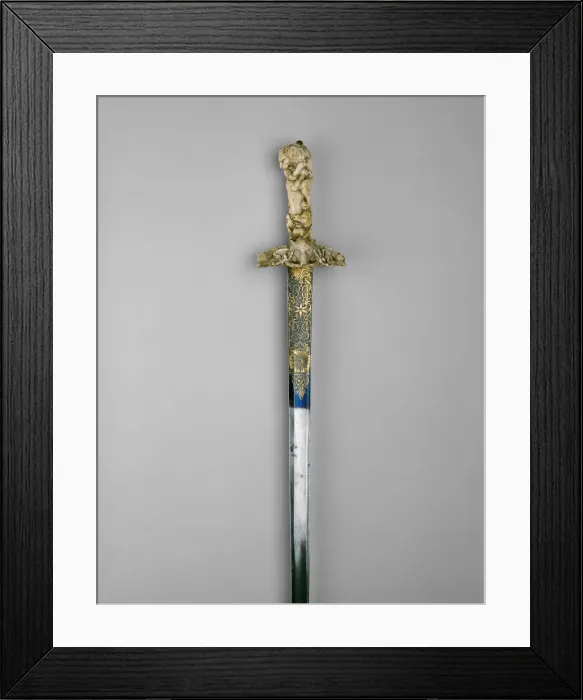 Framed Print : Hunting Hanger, Germany, Handle: about 1670 Crossguard and Blade: 18th century Framed Print : Hunting Hanger, Germany, Handle: about 1670 Crossguard and Blade: 18th century