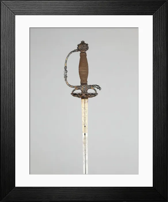 Framed Print : Composite Smallsword and Scabbard, Dutch, Hilt: c. 1650 / 60; blade: 1750 / 60 Framed Print : Composite Smallsword and Scabbard, Dutch, Hilt: c. 1650 / 60; blade: 1750 / 60