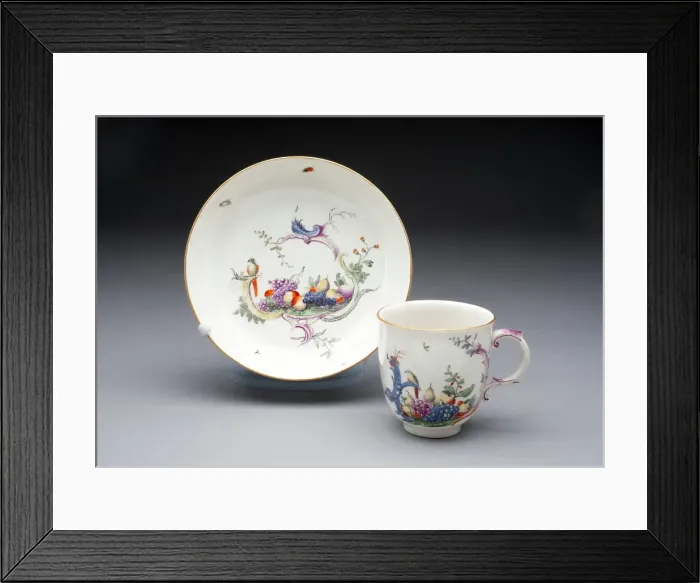 Framed Print : Cup and Saucer, Hochst, c. 1770. Creator: Hochst Factory Framed Print : Cup and Saucer, Hochst, c. 1770. Creator: Hochst Factory