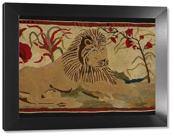 Lion with Palms (Rug), Ohio, 1890  /  1900. Creator: Unknown