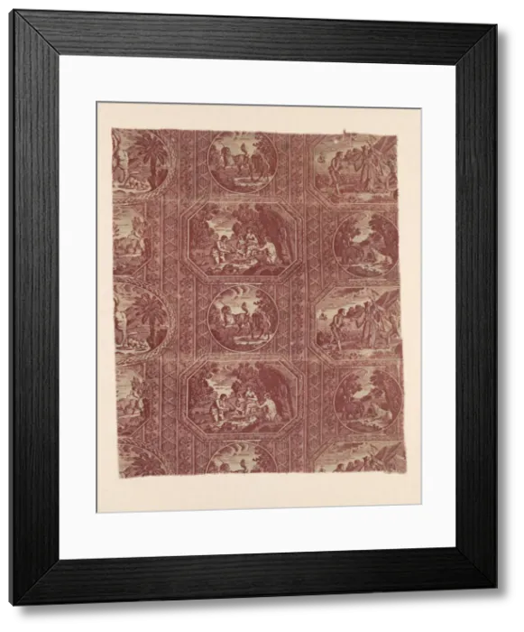 Framed Print : Eight Fables of La Fontaine (Furnishing Fabric), Munster, c. 1810
