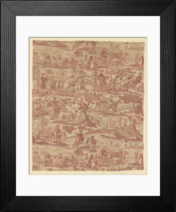 Framed Print : The Travels of Doctor Syntax (Furnishing Fabric), Manchester, c. 1820. Creator: Unknown Framed Print : The Travels of Doctor Syntax (Furnishing Fabric), Manchester, c. 1820. Creator: Unknown