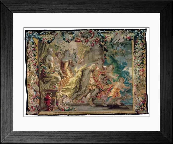 Framed Print : Clodius Disguised as a Woman from The Story of Caesar and Cleopatra, Flanders, c. 1680 Framed Print : Clodius Disguised as a Woman from The Story of Caesar and Cleopatra, Flanders, c. 1680